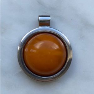 Sterling Silver .925 Pendant Orange Healing Stone